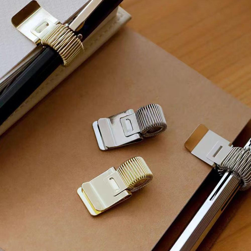 1/3PCS Notepad Easy to Carry Spring Pen Slot Multifunctional Telescopic Spring Electroplating Pen Clip Fixed Stationery Accessories