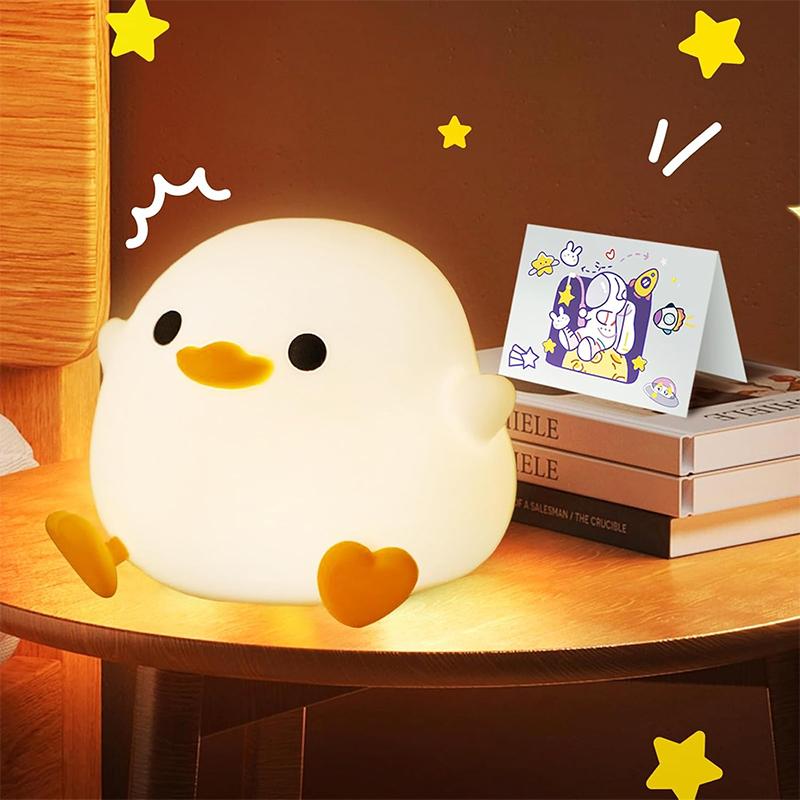DoDo Duck Night Light, Cute Duck Lamp, Rechargeable Dimmable Nightlight, Silicone LED Bedside Lamp Nursery Touch-Sensitive