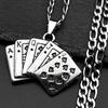 Poker King Spades Hearts Pendant Necklace for Men Women Stainless Steel Silver Color Playing Cards Hip Hop Chain Jewelry Gift
