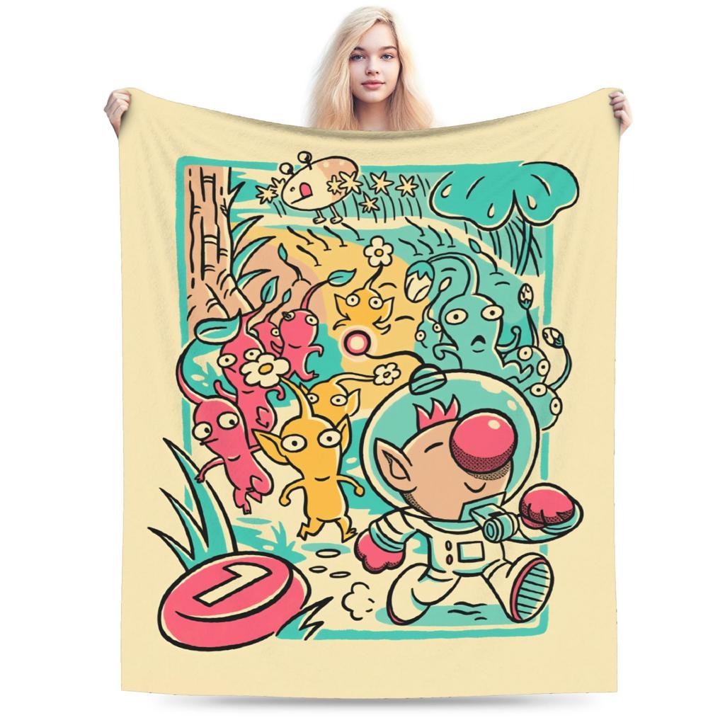 ALL Pikmin Warm Soft Blanket  Kids Adult Plush Throw Blanket Funny Couch Chair Flannel Bedspread Sofa Bed Cover