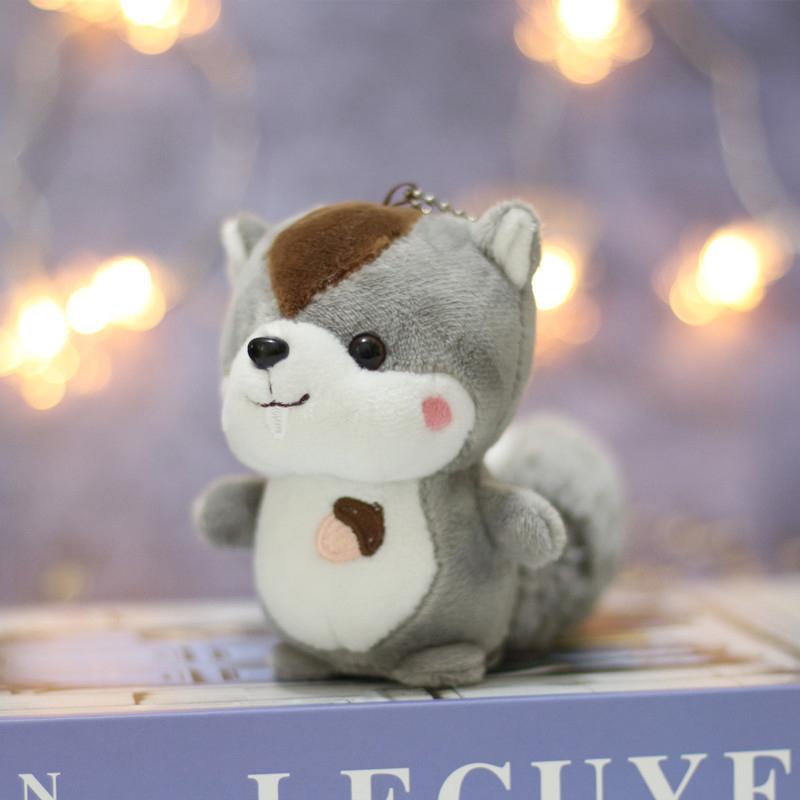 

Кавайные плюшевые игрушки-белочки, имитация животных, мягкие набивные куклы, брелок, подвеска для сумки, домашний декор для детей, девочек серый