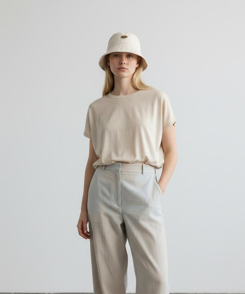 Washing Ivory Overfit Bucket Hat