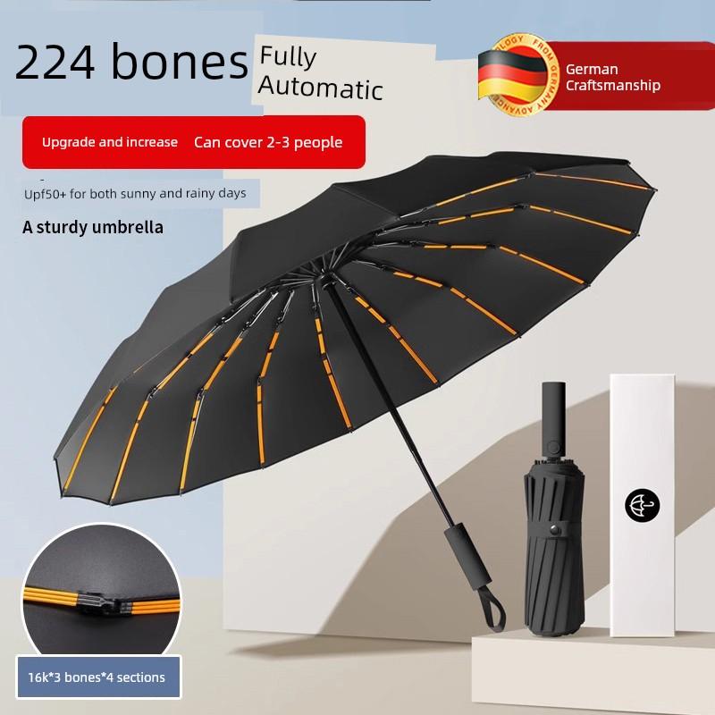 Umbrella Extra Large Thickened Reinforced 224 Bone Automatic Umbrella Oversized Men's and Women's All-Weather Umbrella Sun Protection Folding Storm