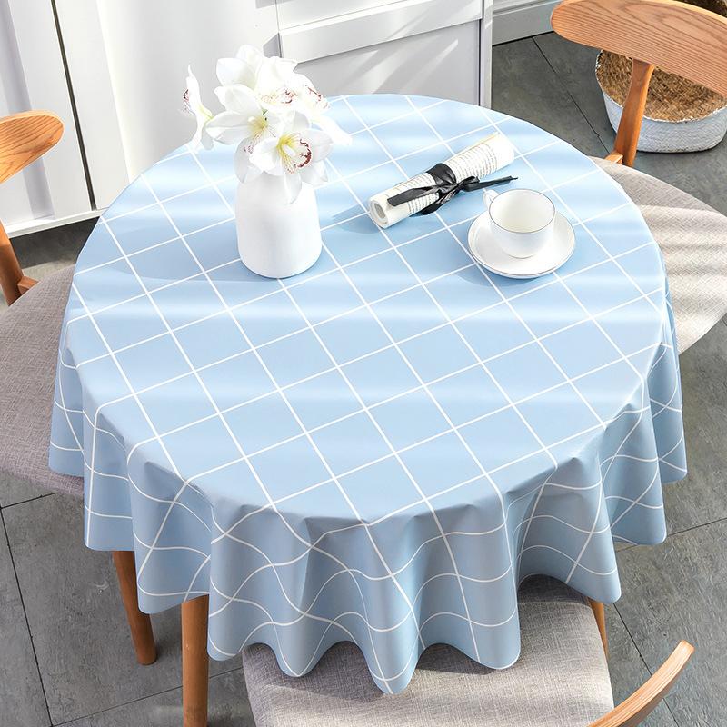 Pvc Waterproof Table Cloth Oil Proof Wipeable Round Tablecloth Print Table Cover Desk Cloth For Kitchen Garden Dining  Wedding