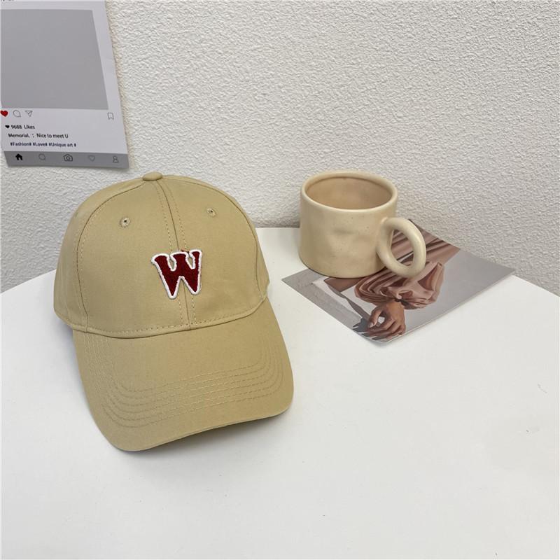 W letter deep top wide brim baseball cap sunshade women's spring and summer large head circumference peaked cap showing small face soft top men
