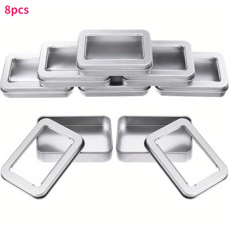 

8/13/22pcs Metal Tin Boxes with Lids Transparent Top Rectangular Storage Containers for Candles Candy Gifts Ointments Treasures