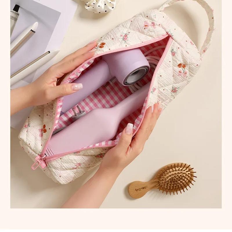 Travel Hair Dryer Storage Bag With Handle Dustproof Curler Storage Bag Large Capacity Soft Quilting Cotton Hair Dyson Organizer