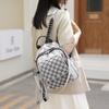Women's Backpack Chessboard Rhinestone Bag Outdoor Leather Backpack