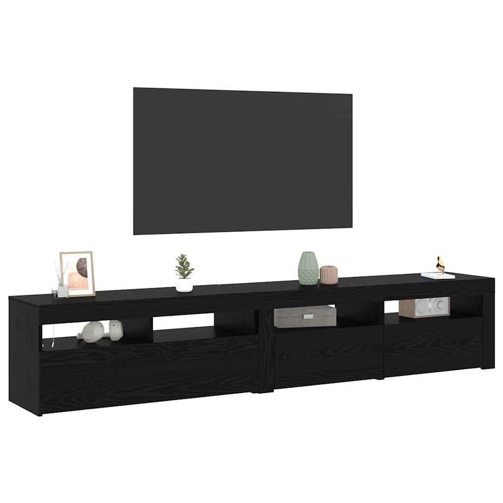 TV Cabinet Set of 2 Black Oak Effect 210 x 35 x 40 cm