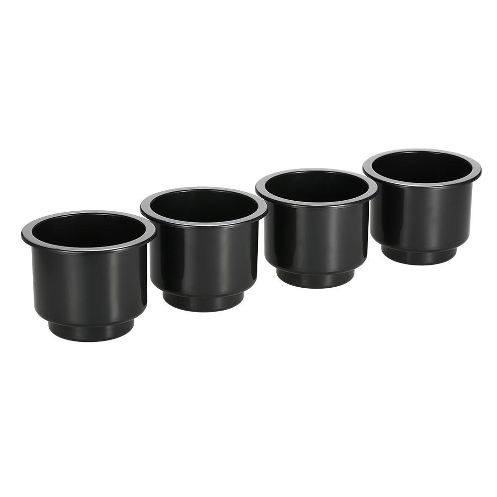 4 Pc Plastic Cup Holder Set Drop In Black   for Car Boat Marine