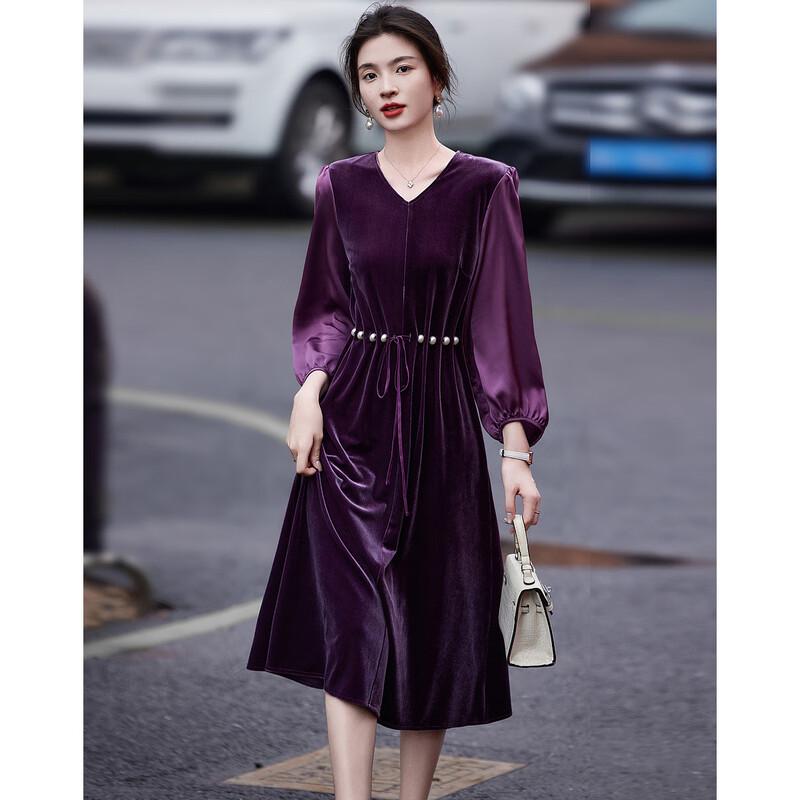 Demana Elegant V-Neck Puff Sleeve Midi Dress with Pearl Belt
