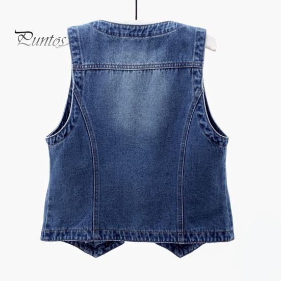 Retro Waistcoat Ladies Denim Vest Sleeveless Loose V Neck Double Buttons Solid Color Breathable Vintage Firm Stitching Hip Hop Streetwear Lady