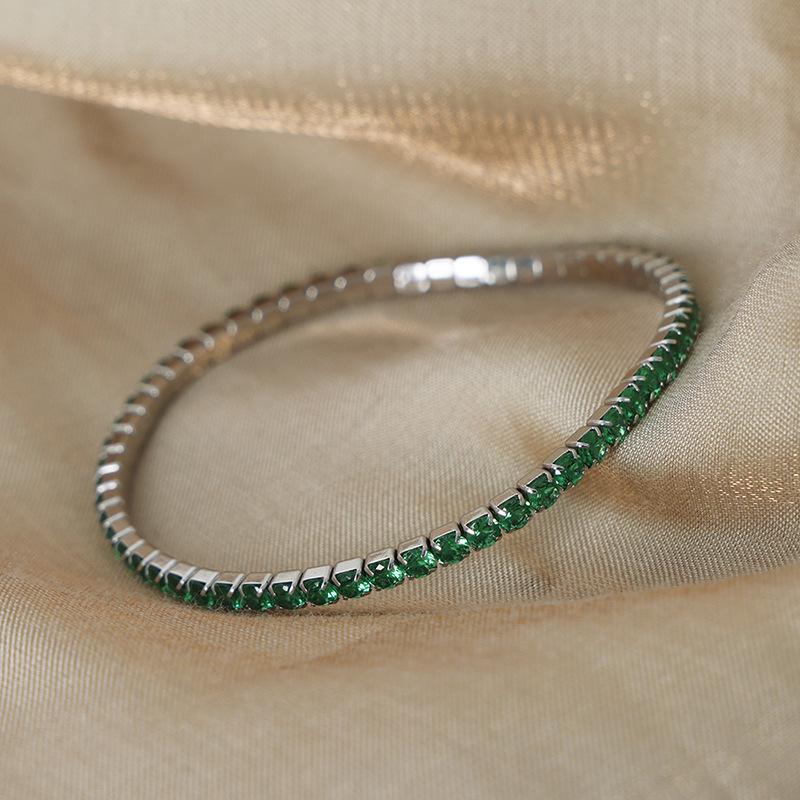 Multicolor Zircon Gold-Plated Titanium Steel Elastic Bracelet