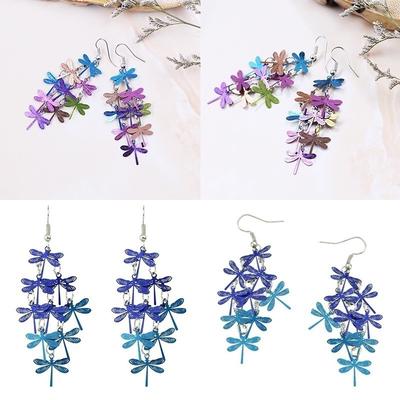 1 Pair  Women Lady Elegant  Dragonfly Dangle Ear Stud Earrings