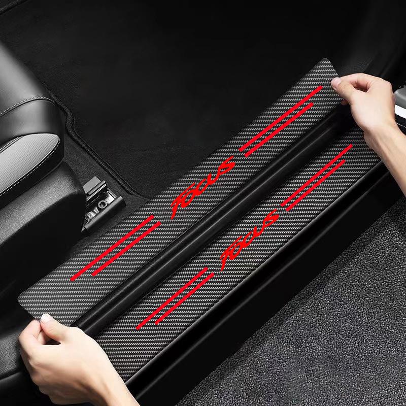 4 шт. порог порога автомобиля из углеродного волокна, наклейки для интерьера для Ford Focus MK2 MK3 MK4 2 3 автомобиля 4pcs for Focus Red