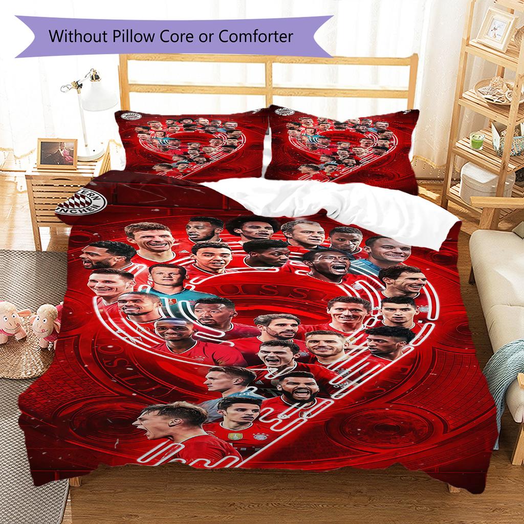 FCB Pattern Bedding Quilt Set Quilt Cover Pillowcase Home Decoration Birthday Gift (1 * duvet cover + 2 * pillowcase, without core)
