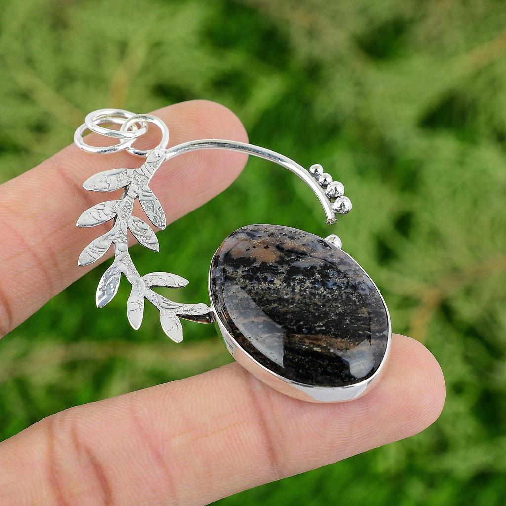 Daughters Day Deal Sterling Silver Natural Honey Dendrite Opal Wedding Pendant