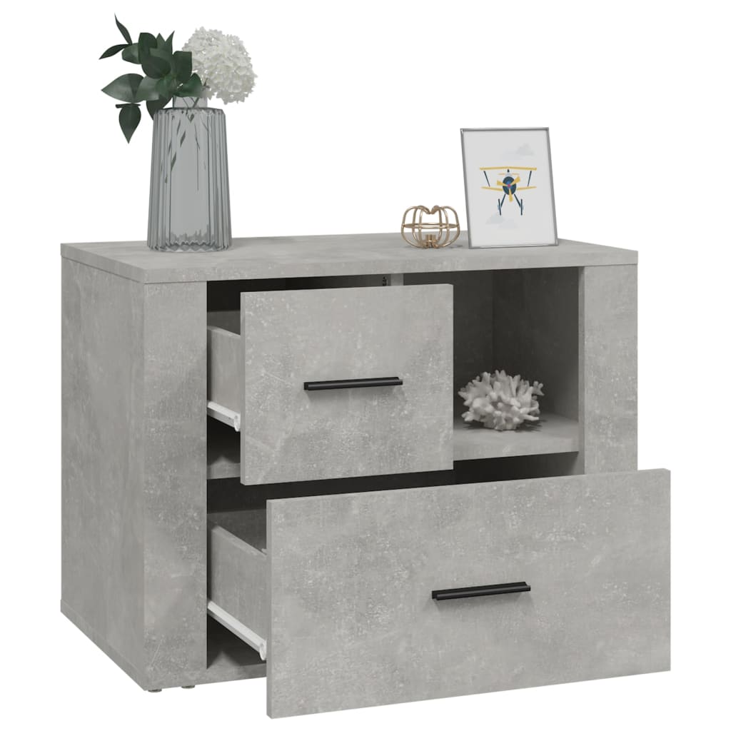 Nightstand Concrete Gray 60 X 36 X 45 Cm Particleboard