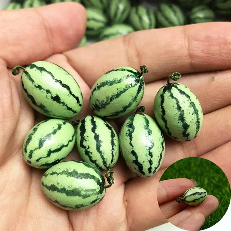 Dollhouse 1pc Mini Fruit Resin Artificial Watermelon Statue for Decoration For Kids Creative Play