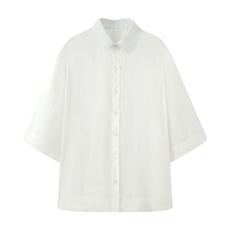 Kaslead New Arrival Women's Clothing Fashion Style Fashion Minimalist All-Matching Lapel Short Sleeve Casual Temperament Shirt