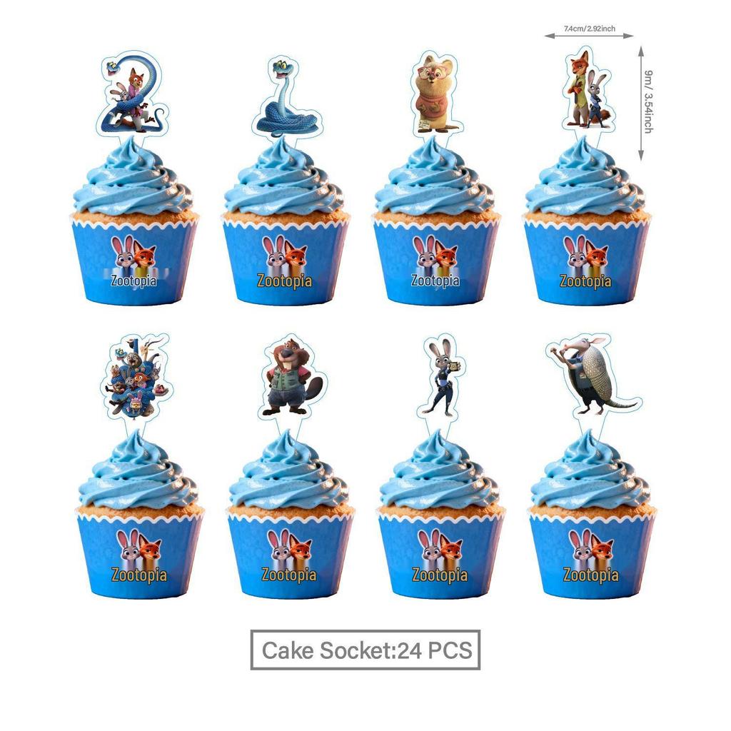 Zootopia 2 Birthday Party Decorations: Pull Flags, Plates, Cups, Napkins, Tablecloth