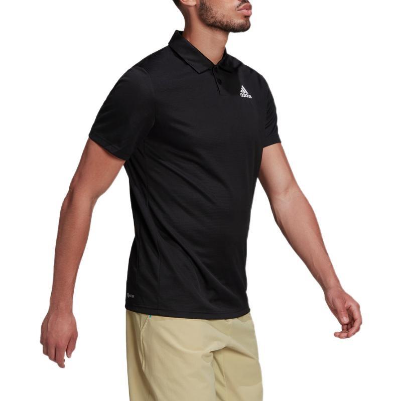 adidas Solid Color Tennis Sports Short Sleeve Polo Shirt Black Men's HC2716