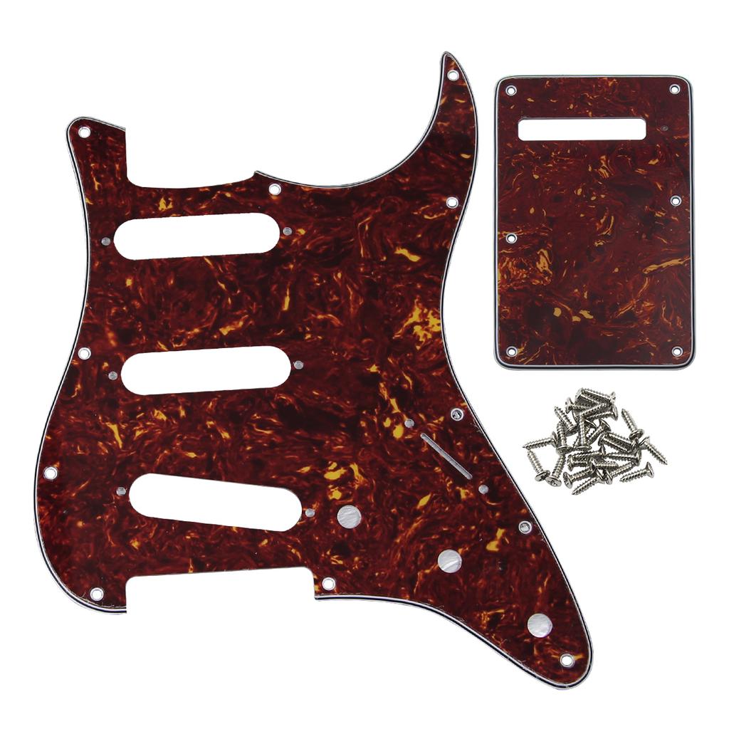 FLEOR Set of 11 Hole ST Guitar Pickguard SSS Scratch Plate Back Plate & Screws for Electric Guitar Parts