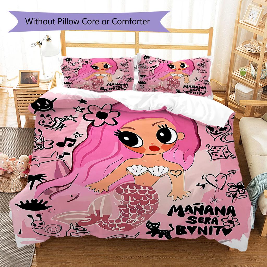Karol G Pattern Bedding,Quilt Set Quilt Cover Pillowcase Home Birthday Gift(1 * Duvet Cover + 2 * Pillowcase, Without Core)
