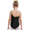 Girls Gymnastics Leotard: Metallic Striped Sheer Mesh Patchwork Keyhole Back Sleeveless Bodysuit for Dance Performance
