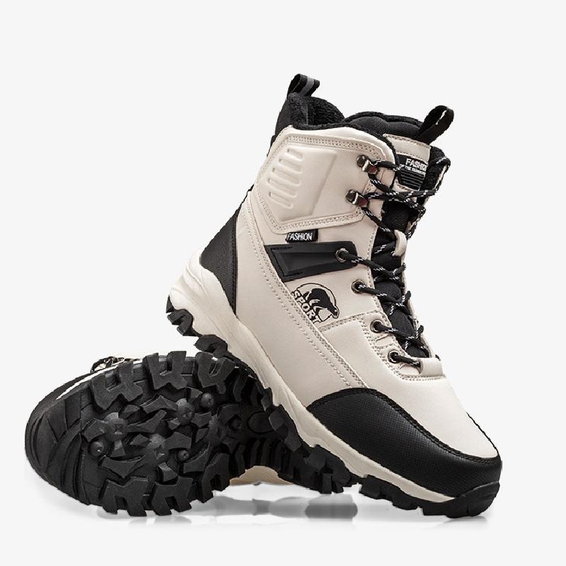 Men Snow Boots Waterproof Non Slip Plush Thick Warm Cold Resistant Rotating Buttons Winter Outdoor