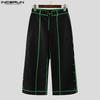 INCERUN Men Zipper Waist Stitching Casual Wide Leg Pants Long Trousers With Pockets