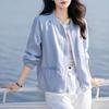 Women's Lightweight Breathable Jacket Baseball Jacket Zipper Style Casual Top Jacket Blue Sports Short Jacket