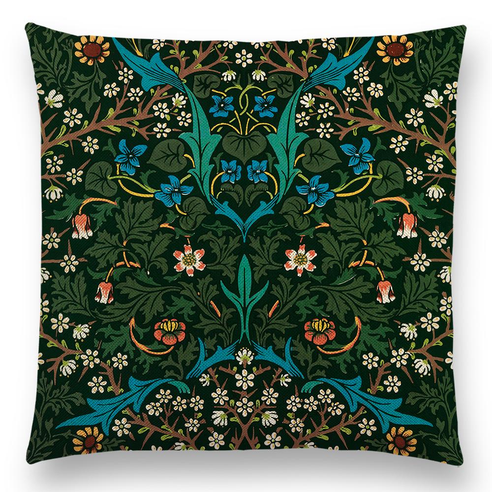 William Morris Thief Roter Kissenbezug, Leinen, Luxus-Überwurfkissen, Heimdekoration für Sofa, Wohnzimmer, Kissenbezug, 40 cm/45 cm/50 cm/60 cm