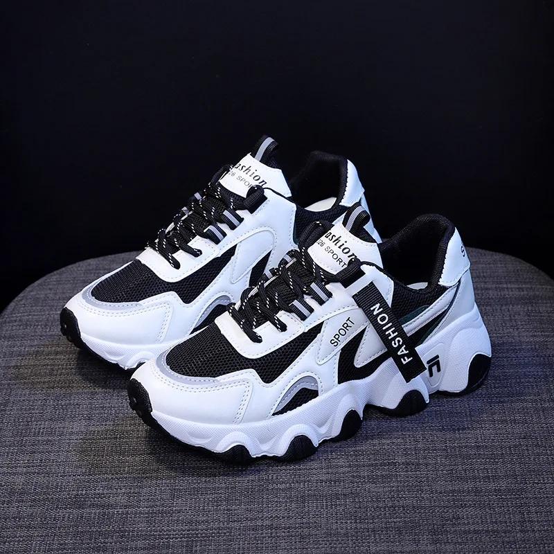 Fashion Spring New Breathable Mesh Dad Shoes Women's Fashion Vulcanized Shoes Thick-soled Student Women's Running Shoes Zapatillas Mujer