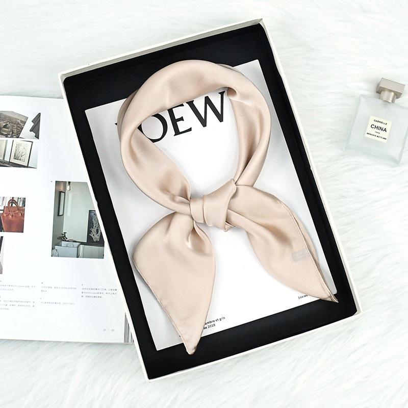 Spring/Autumn Solid Color Silk Scarf: 70cm Stylish & Versatile Women's Neck Accessory