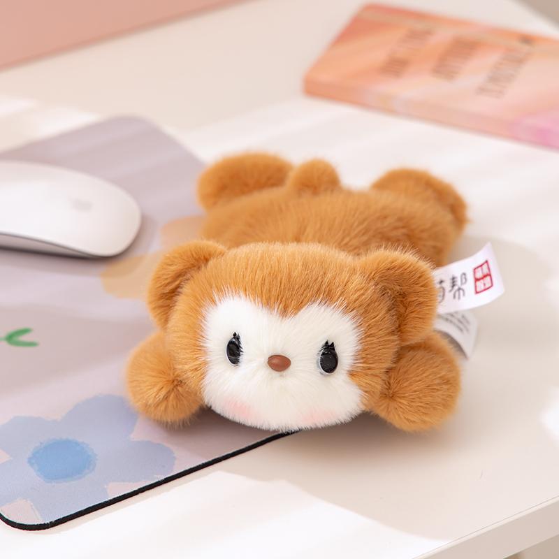 6 Styles Cuddly Lying Prone Cartoon Animal Plush Toys Soft Fluffy Panda Dog Bear Doll Lovely Desktop Pets Kawaii Gift To Girls