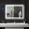 Bathroom Mirror with LED Lighting, Anti-Fog Pad, 3 Adjustable Colors, Clock, 600 x 800 mm, Silver