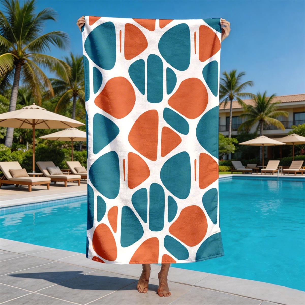 

Abstract pebble pattern in Nordic style polyester microfiber beach towel is highly absorbent, suitable swimming beach outings W30*H60(CM)