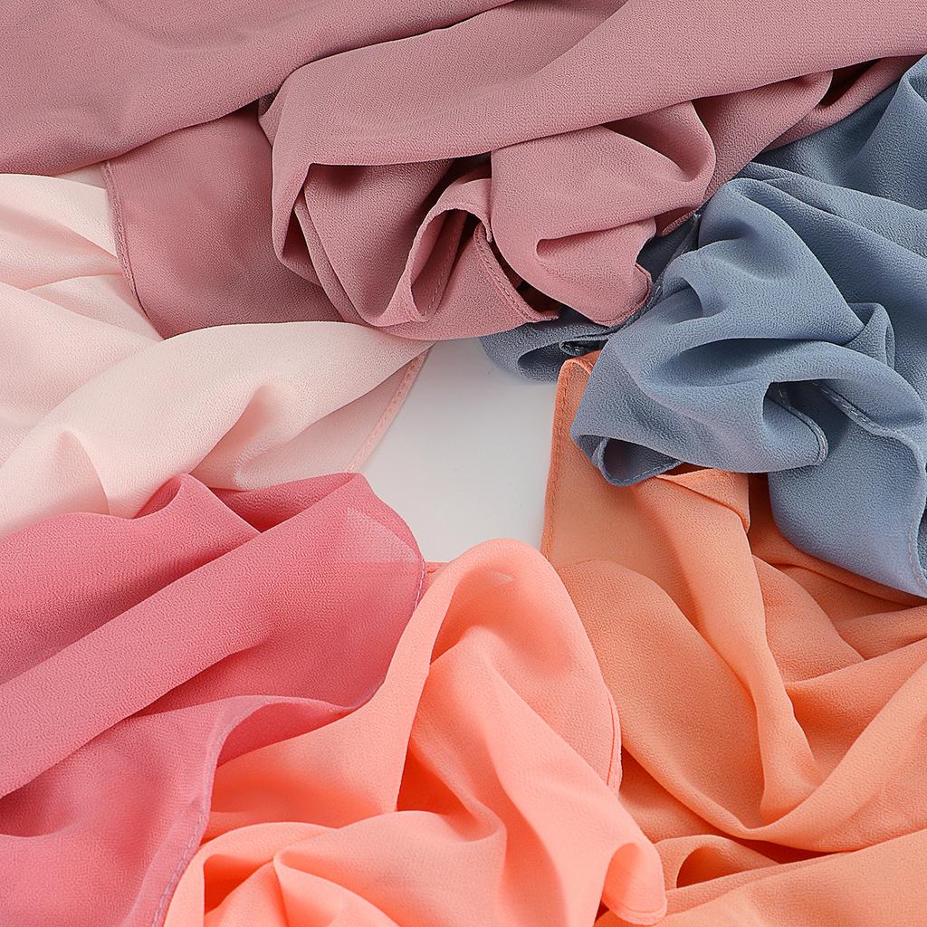 Summer Monochrome Pearl Chiffon Bubble Scarf Long Scarf Solid Color Women's Headscarf Scarf