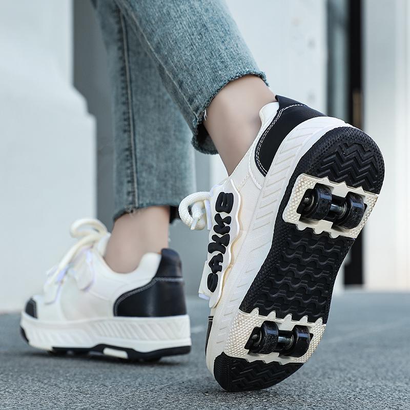 Boy/girls Sneakers with Wheels Four -wheel Sports Boots Wheel Skate Can Remove Student Skate Shoes