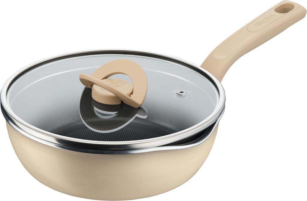 Tefal Deep Frying Pan 22cm IH Gas Fire Compatible Pan In One Vanilla Beige G17825 "Pot & Multipan"