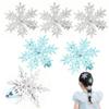 HUIKKJP Schneeflocken Haarspangen, 6-teiliges Set für Kinder und Erwachsene, Weihnachtsfeier Kostüm Haaraccessoires