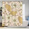 Vibrant Floral Print Shower Curtain for Bathroom Decor Pink Flower Design Bird Pattern Waterproof Fabric 72x84in