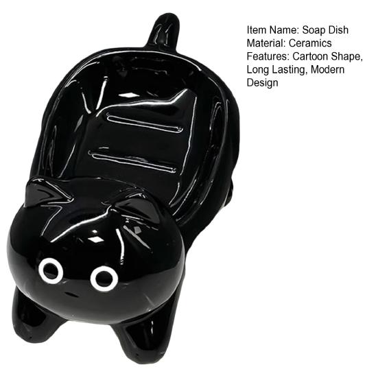 Ceramic Soap Dish with Automatic Drainage Cute Design Animal Shape Easy Cleaning Soap Holder Organizer for Shower Bathroom
