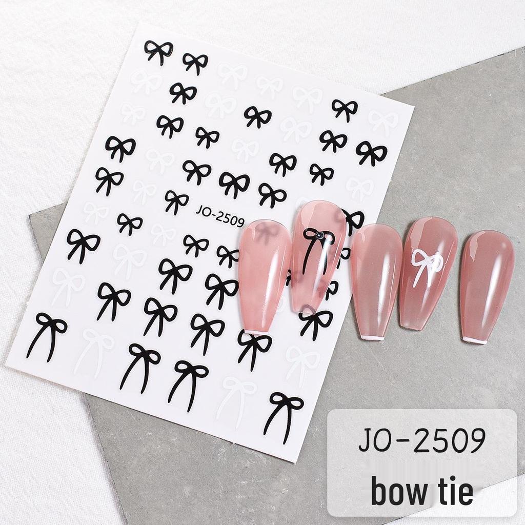 Black & White Nail Decals - Star, Heart, Bow Designs