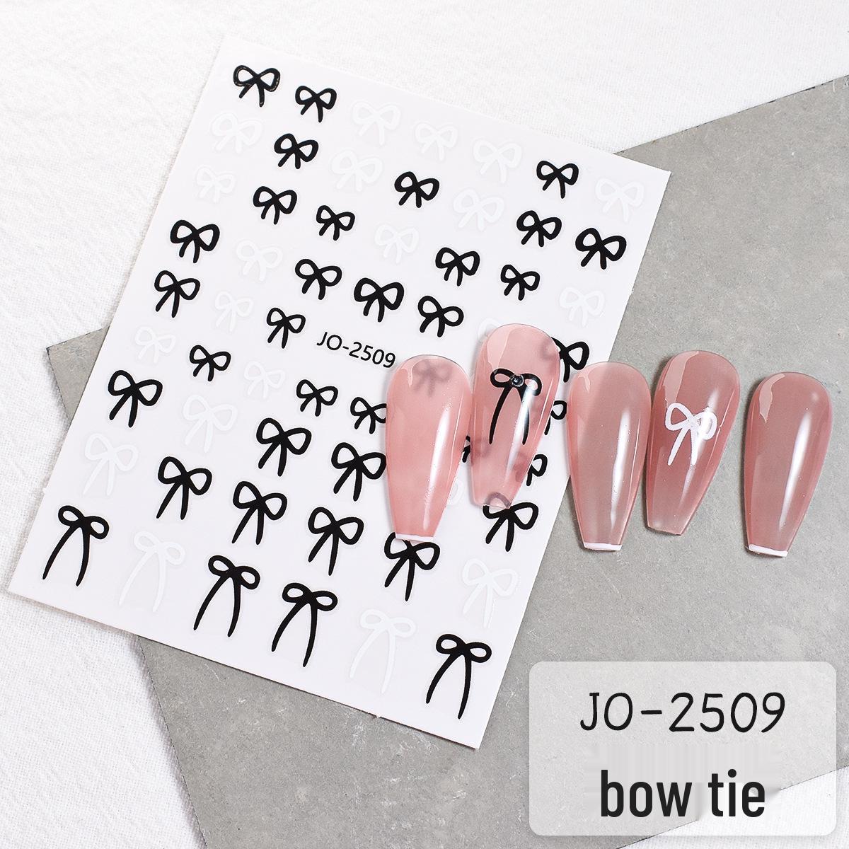 Black & White Nail Decals - Star, Heart, Bow Designs