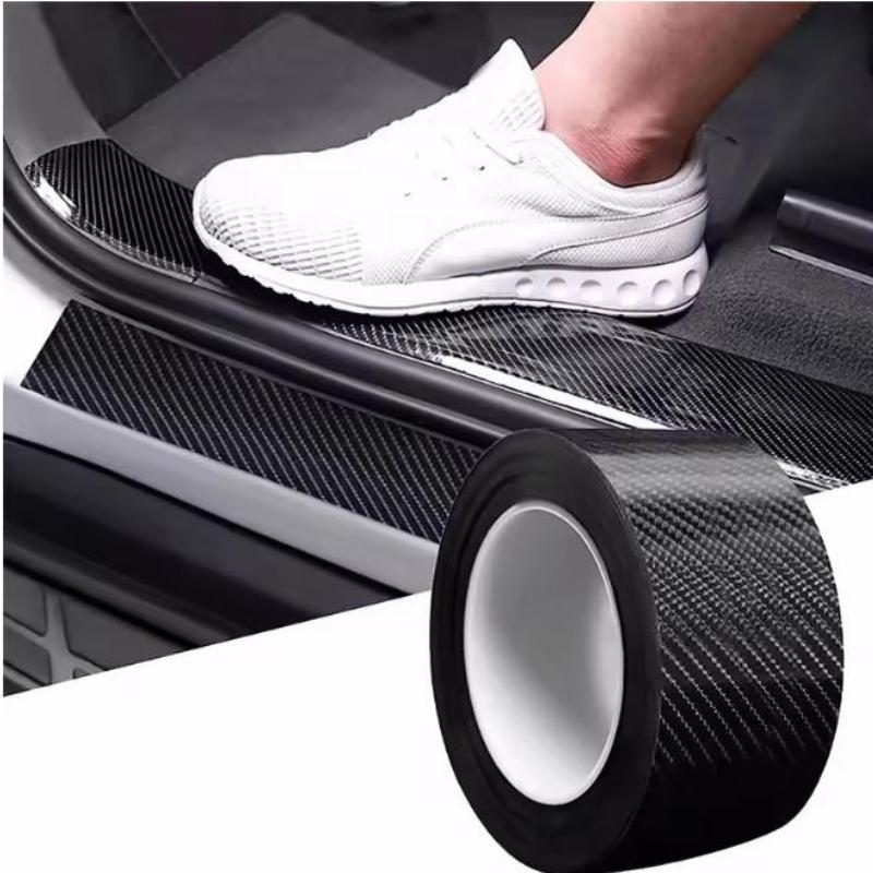 3D Nano Carbon Fiber Car Bumper Door Guard Protection Film Car Door Sill Protector Sticker Black Waterproof Anti Scratch Tape