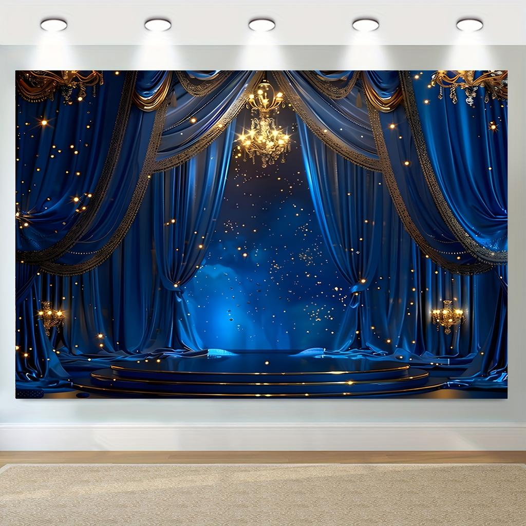A Blue and Gold Stage Screen Background for Photo Booths, Living Rooms, Festivals, General Holidays