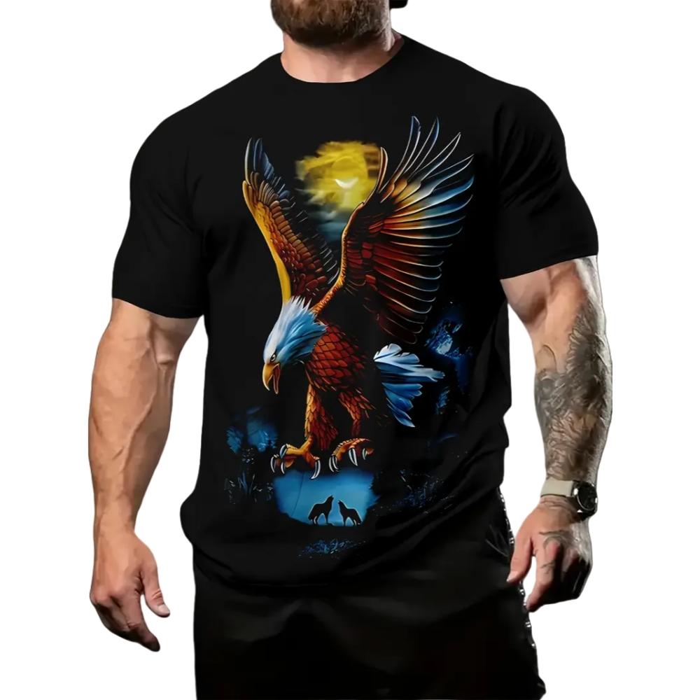 ETST WENDY 05 Fierse Adelaar Heren T-shirt Dier 3D Geprint Heren Casual Korte Mouw Mode Streetwear Lichtgewicht Ademend Herenkleding 4XL