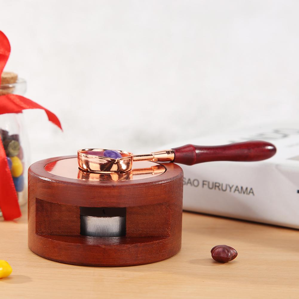 Wax Sealing Melting Spoon Scrapbooking Photo Retro DIY Mental Handmade Wooden Handle Spoon for Wax Seal Stamp Craft